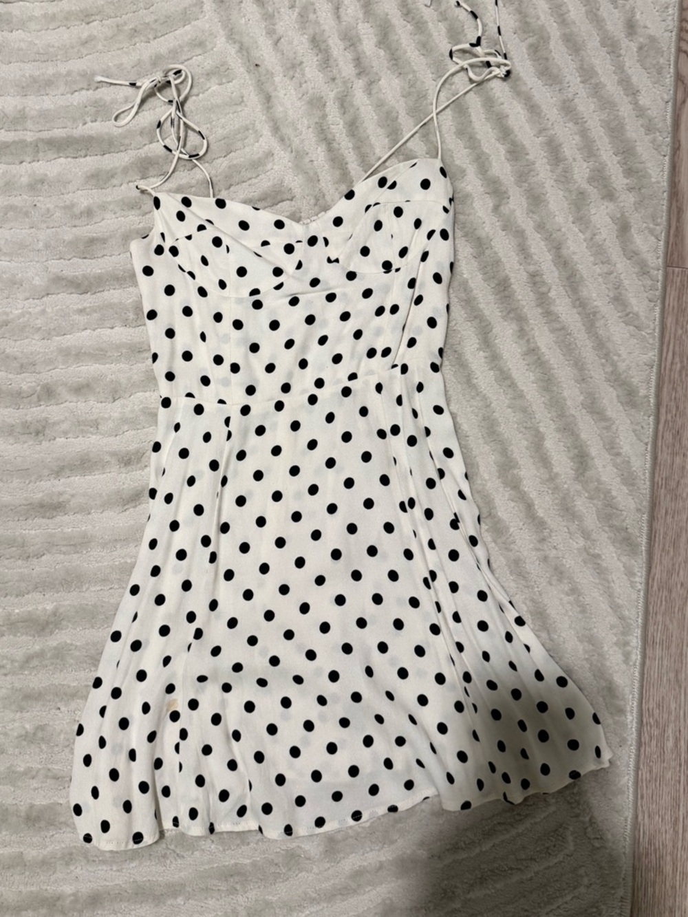 Reformation Cream and Black Polka Dot Slip Dress